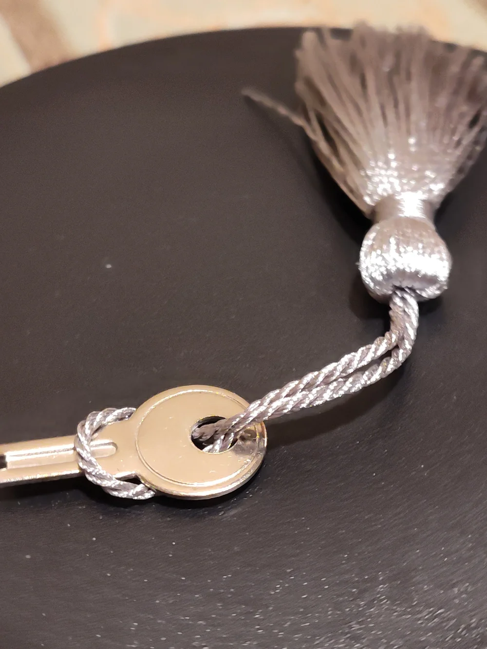 Silver Tassel Key Charm Necklace - Women's Accessory